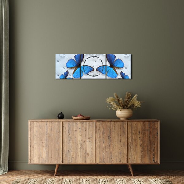 Kép - kék pillangók (órával) (90x30 cm)