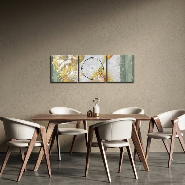 Kép - virágzó kaktuszok (órával) (90x30 cm)