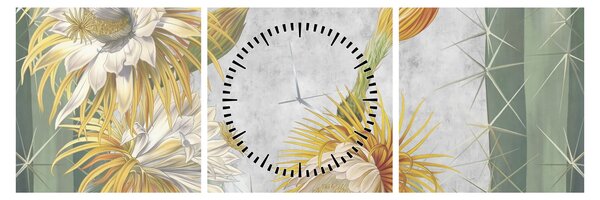 Kép - virágzó kaktuszok (órával) (90x30 cm)