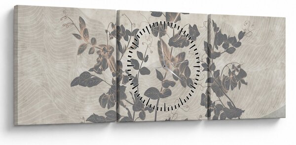 Kép - texturált levelek (órával) (90x30 cm)