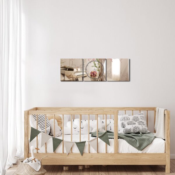 Kép - Álmodozó belső tér zongorával (órával) (90x30 cm)