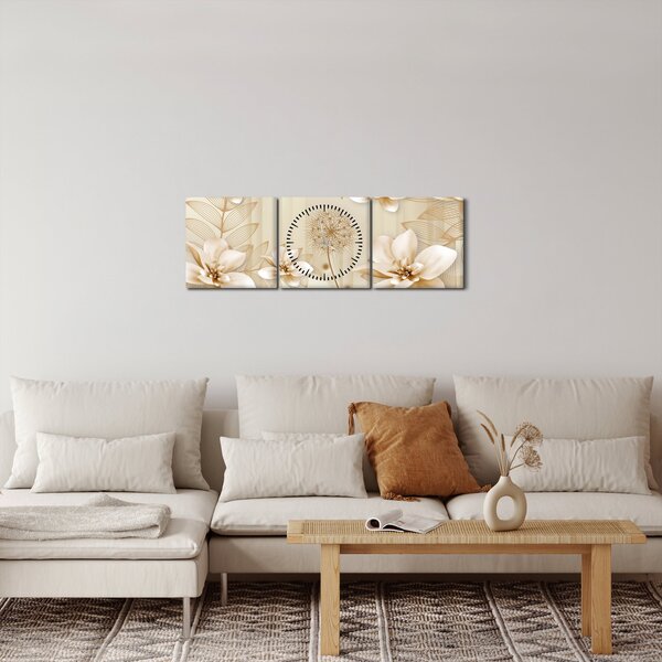 Kép - Arany virágok összetétele (órával) (90x30 cm)
