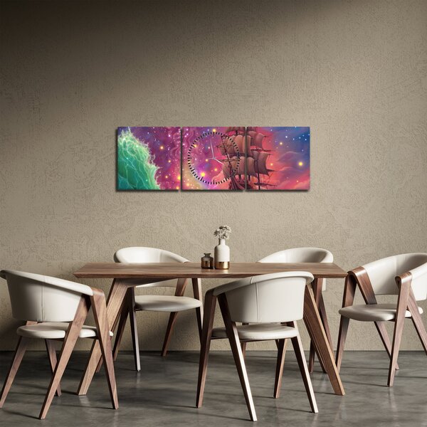 Kép - Hajó űr égbolttal (órával) (90x30 cm)