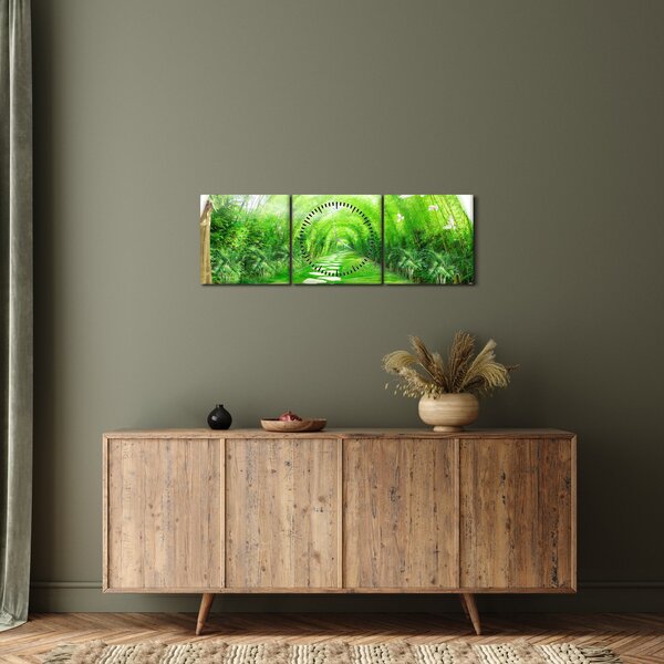 Kép - Trópusi kertre néző kilátás (órával) (90x30 cm)