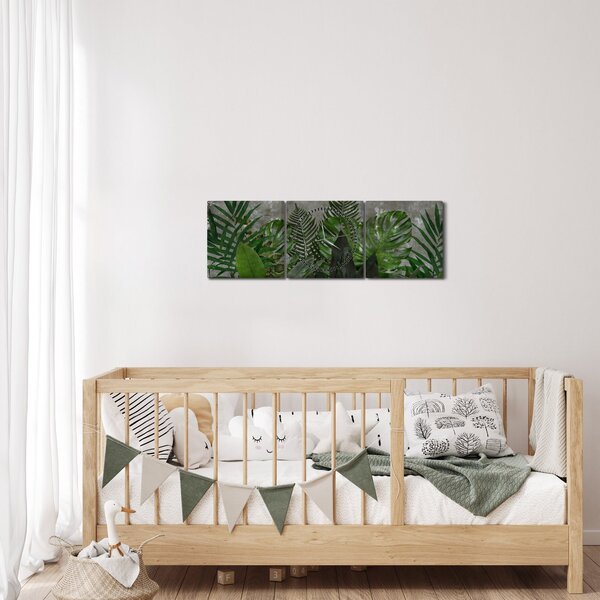 Kép - Betonfal növényekkel (órával) (90x30 cm)