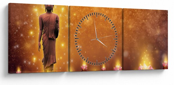 Kép - Buddha arany csillogással (órával) (90x30 cm)
