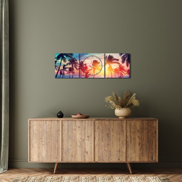 Kép - trópusi naplemente (órával) (90x30 cm)