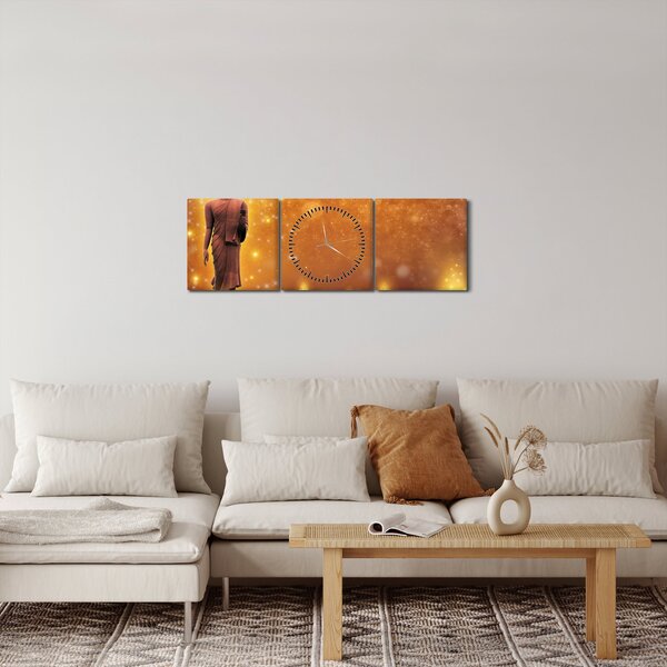 Kép - Buddha arany csillogással (órával) (90x30 cm)