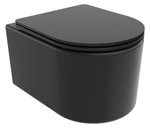 Noa Black perem nélküli mély öblítésű fekete fali WC tető nélkül