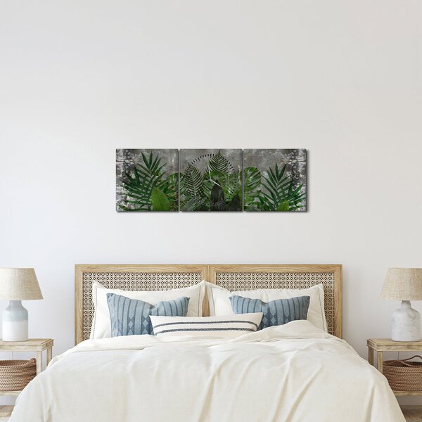 Kép - Betonfal növényekkel (órával) (90x30 cm)