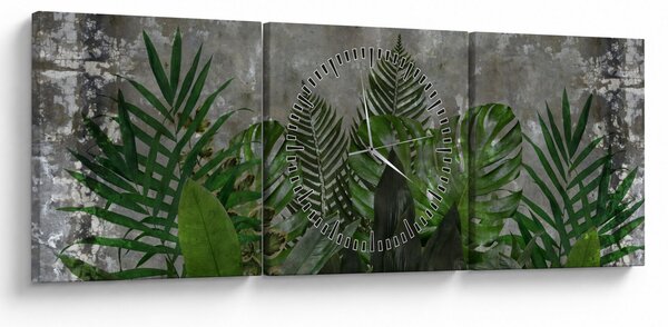 Kép - Betonfal növényekkel (órával) (90x30 cm)