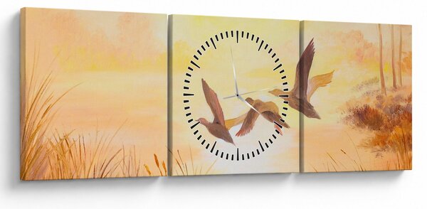Kép - Daruk naplementekor (órával) (90x30 cm)