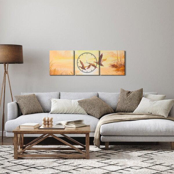 Kép - Daruk naplementekor (órával) (90x30 cm)