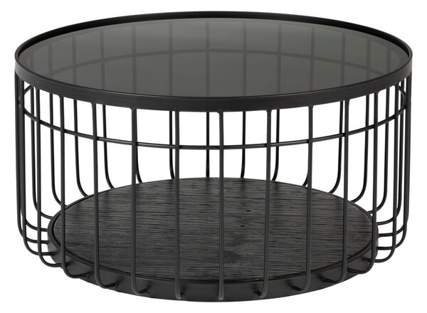 Lance fekete tárolóasztal üveg asztallappal, ø 60 cm - White Label