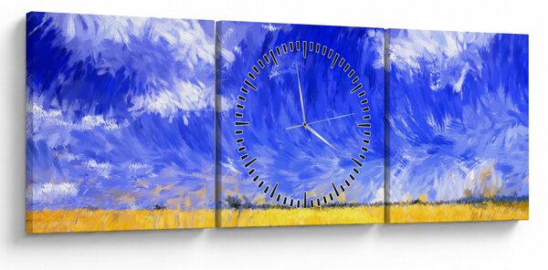 Kép - olajfestmény, arany mező (órával) (90x30 cm)