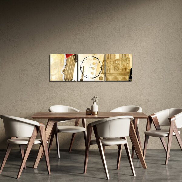 Kép - Párizs emlékei (órával) (90x30 cm)