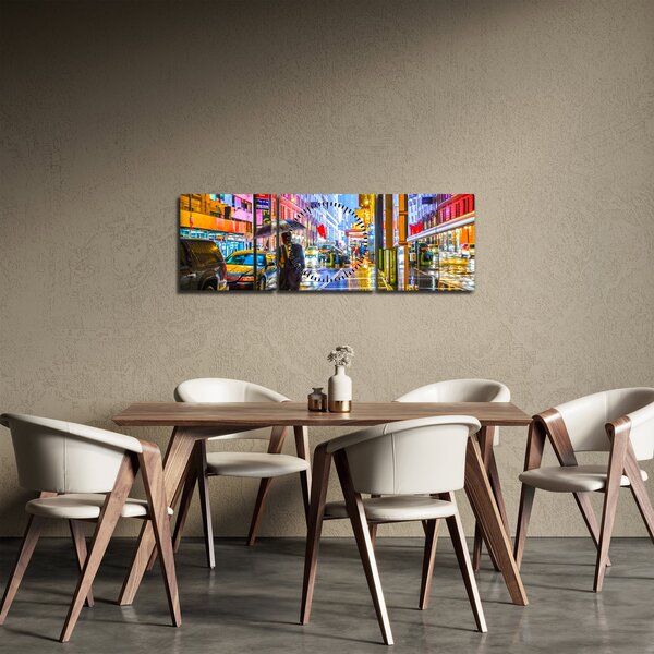Kép - Város neonfényben (órával) (90x30 cm)