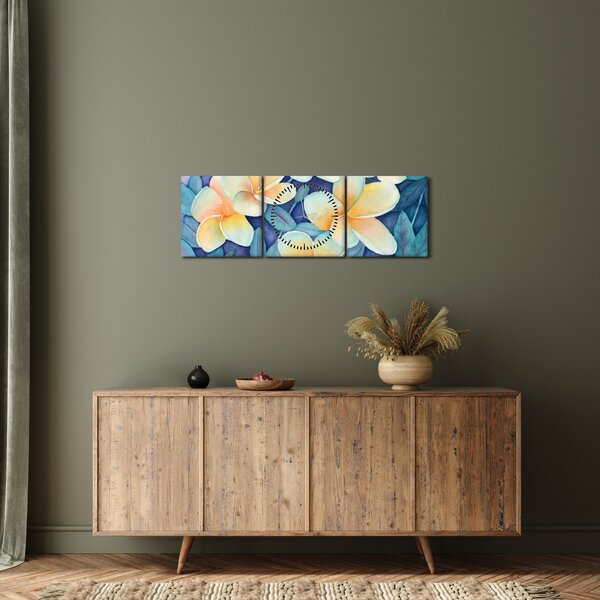 Kép - trópusi bokrok (órával) (90x30 cm)