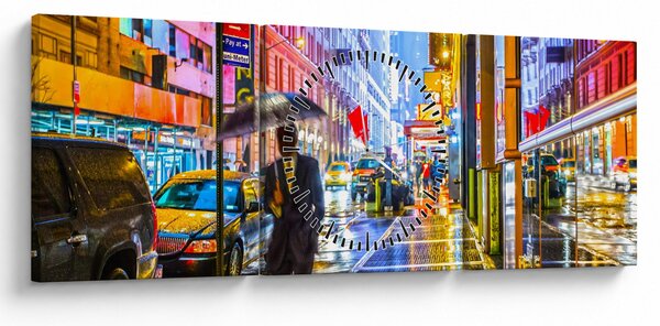 Kép - Város neonfényben (órával) (90x30 cm)