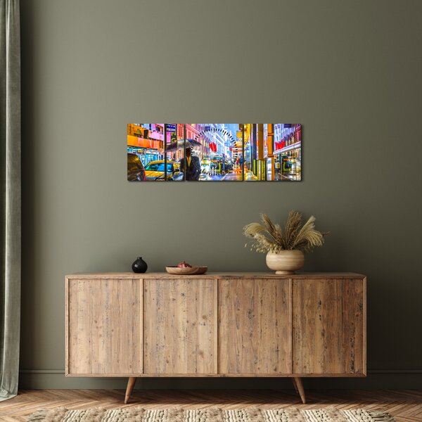 Kép - Város neonfényben (órával) (90x30 cm)