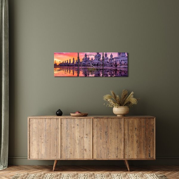 Kép - Buddhák naplementekor (órával) (90x30 cm)