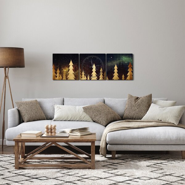Kép - arany éjszaka (órával) (90x30 cm)