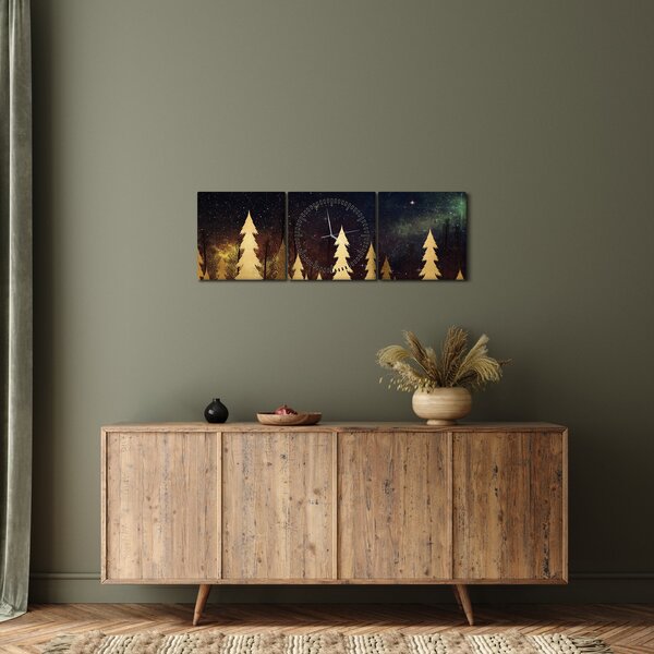 Kép - arany éjszaka (órával) (90x30 cm)