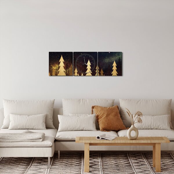 Kép - arany éjszaka (órával) (90x30 cm)