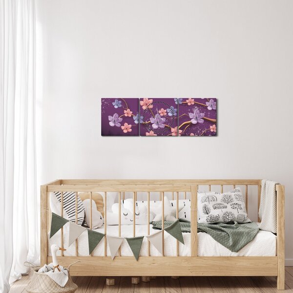Kép - Tavaszi alkonyat (órával) (90x30 cm)