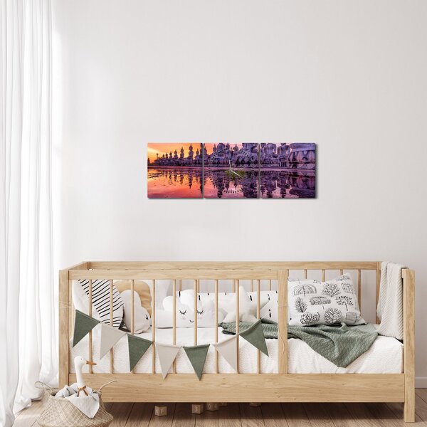 Kép - Buddhák naplementekor (órával) (90x30 cm)