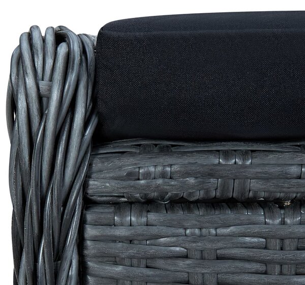 Sötétszürke dönthető polyrattan kerti szék lábzsámollyal