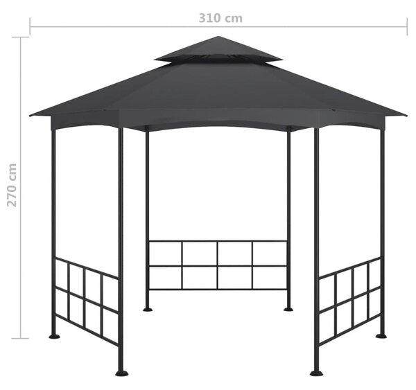 Antracitszürke pavilon oldalfalakkal 3,1 x 2,7 m