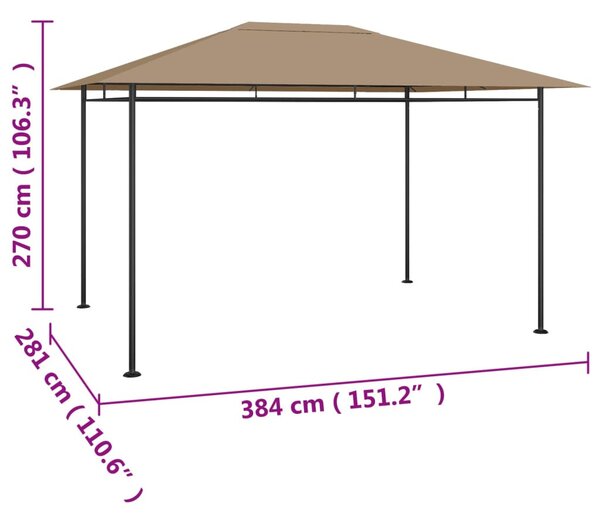 Tópszínű pavilon 384x281x270 cm 180 g/m²