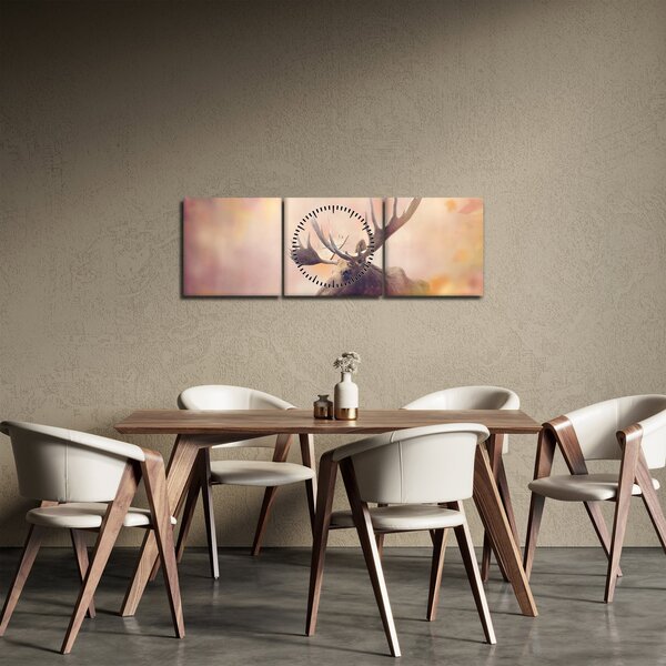 Kép - jávorszarvas az őszi levelekben (órával) (90x30 cm)