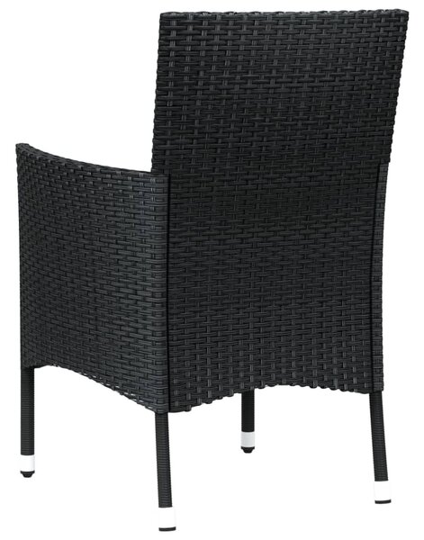 4 db fekete polyrattan kerti szék párnával