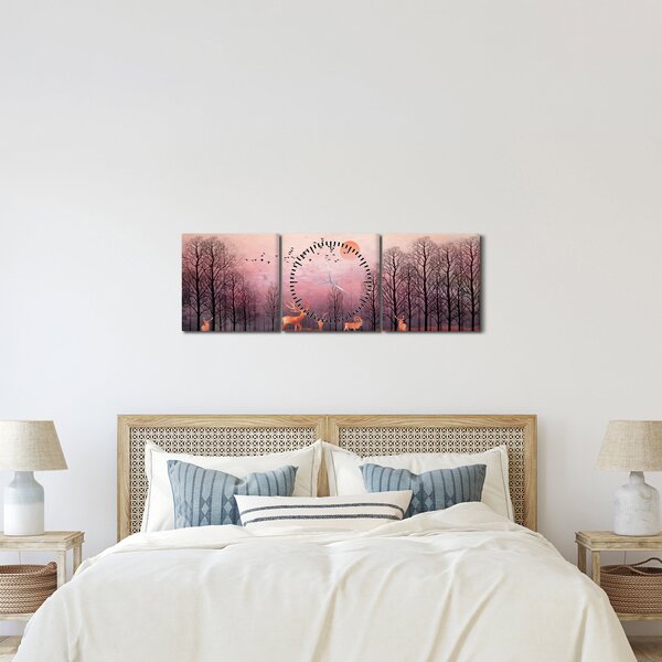 Kép - Szarvas a lenyugvó nap fényében (órával) (90x30 cm)