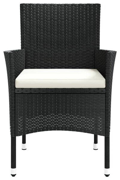 4 db fekete polyrattan kerti szék párnával
