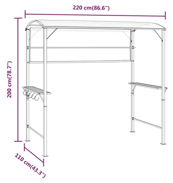 VidaXL krémszínű pavilon tetővel 220 x 110 x 200 cm