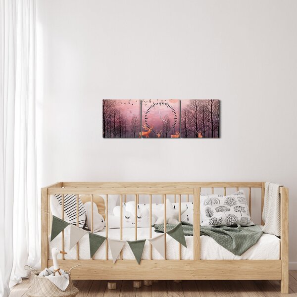 Kép - Szarvas a lenyugvó nap fényében (órával) (90x30 cm)