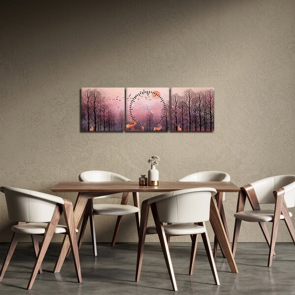 Kép - Szarvas a lenyugvó nap fényében (órával) (90x30 cm)