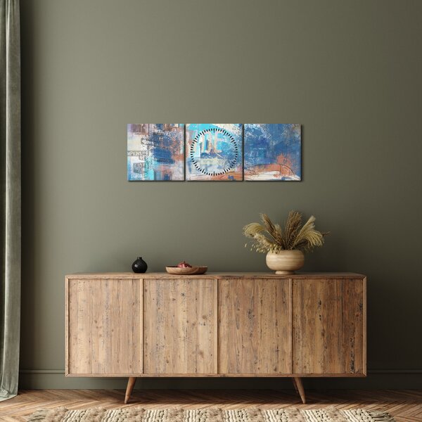 Kép - lovaglásra született, kék tónusok (órával) (90x30 cm)