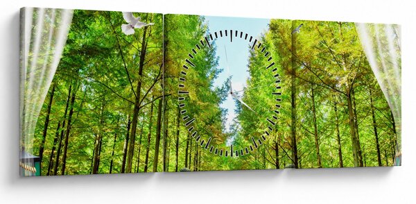 Kép - Kilátás az erdőre (órával) (90x30 cm)