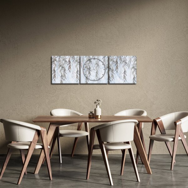Kép - Fűzfa gallyak kék alapon (órával) (90x30 cm)