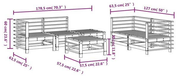 6 részes impregnált fenyőfa kerti ülőgarnitúra