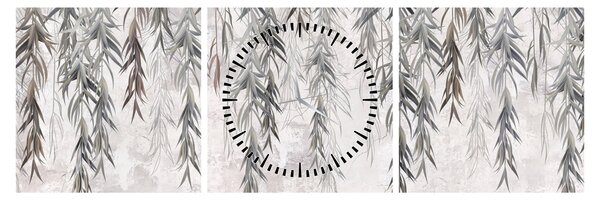 Kép - Fűzfa gallyak szürke vakolatban (órával) (90x30 cm)