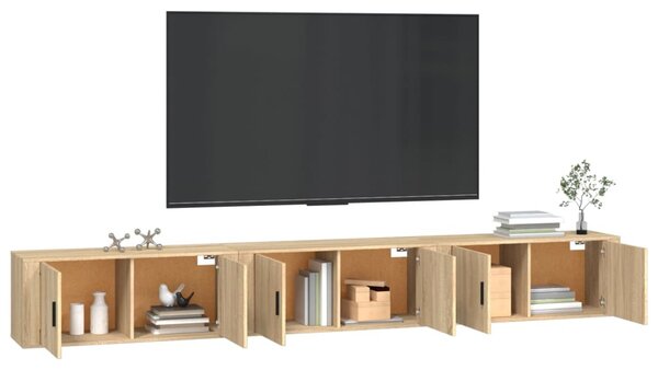 3 db sonoma tölgy színű fali TV-szekrény 100 x 34,5 x 40 cm