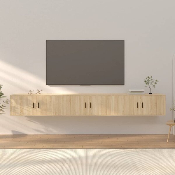 3 db sonoma tölgy színű fali TV-szekrény 100 x 34,5 x 40 cm