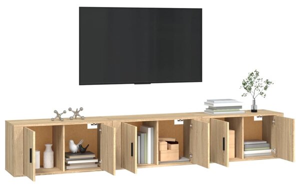 3 db sonoma tölgy színű fali TV-szekrény 80 x 34,5 x 40 cm