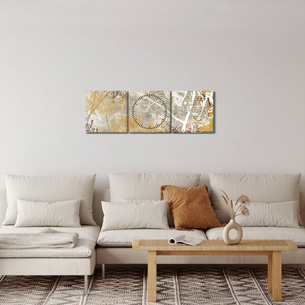 Kép - Vintage fal virágokkal (órával) (90x30 cm)