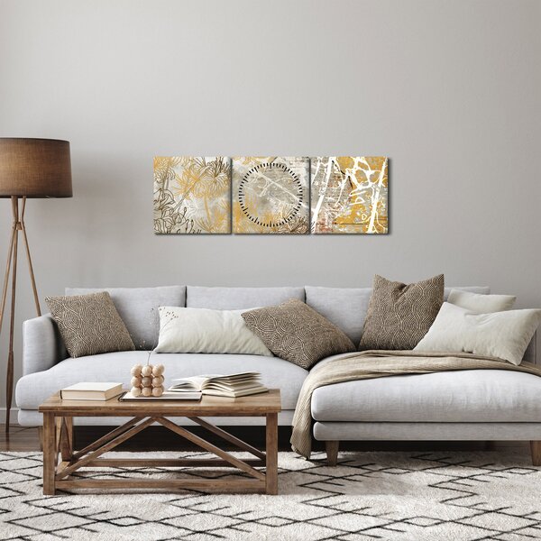 Kép - Vintage fal virágokkal (órával) (90x30 cm)